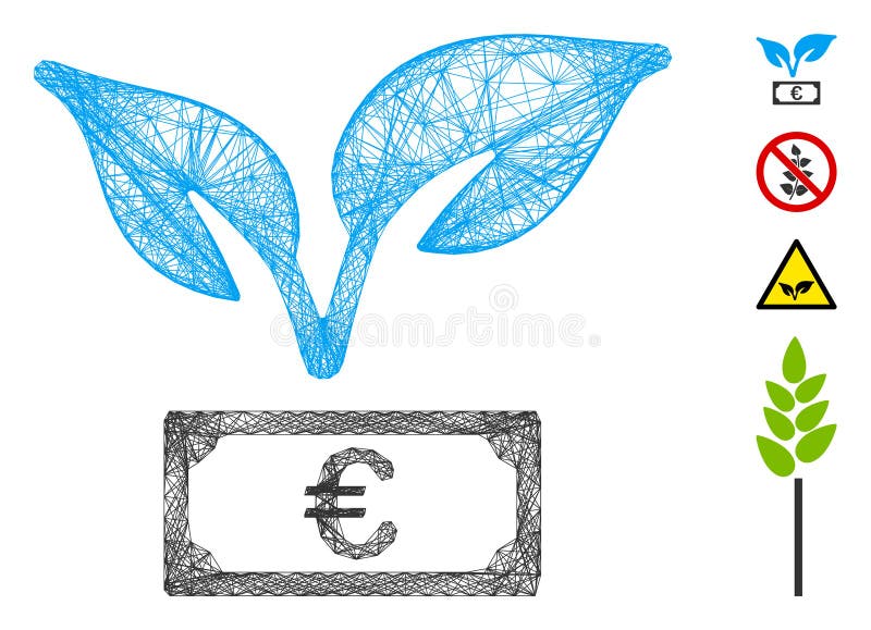 Hatched Euro Startup Sprout Vector Mesh royalty free illustration