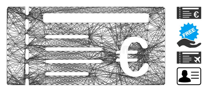 Hatched Euro Ticket Vector Mesh stock illustration