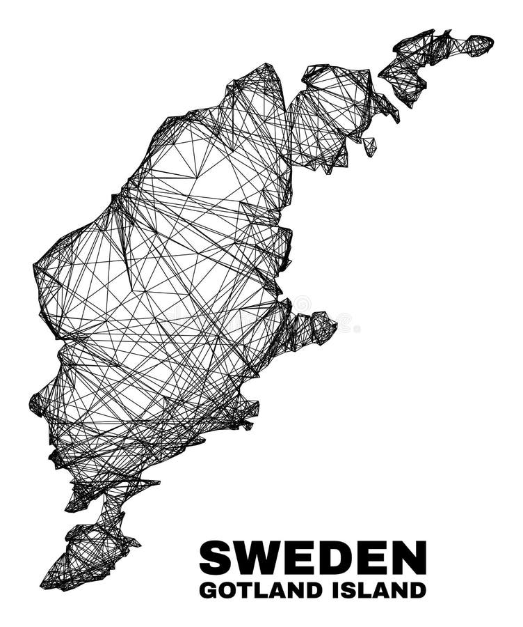 Hatched Irregular Mesh Gotland Island Map stock illustration