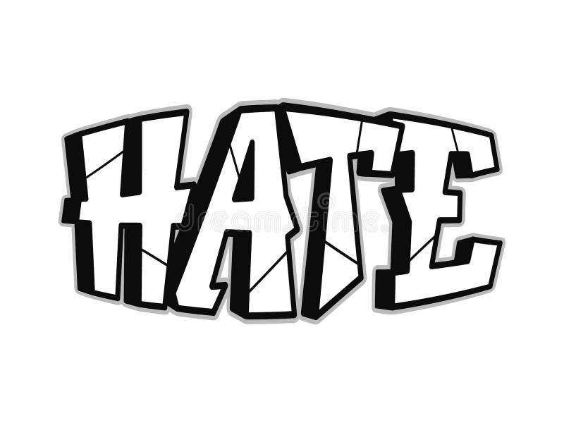 Hate Word Graffiti Style  Hand Drawn Doodle Cartoon Logo  Illustration Stock Vector - Illustration of font, cool: 258324542
