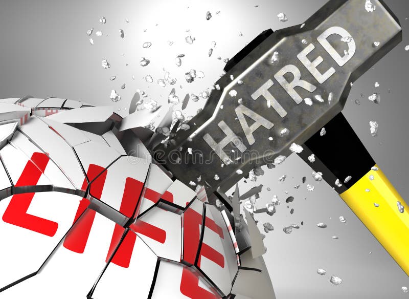Hatred and Destruction of Health and Life - Symbolized by Word Hatred and a  Hammer To Show Negative Aspect of Hatred, 3d Stock Illustration -  Illustration of poster, symbol: 173792177