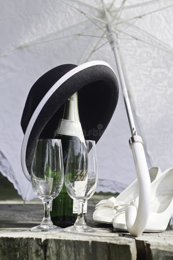 Champagne Glass With Gold Party Hats Stock Image Image of romantic, flutes 12259813