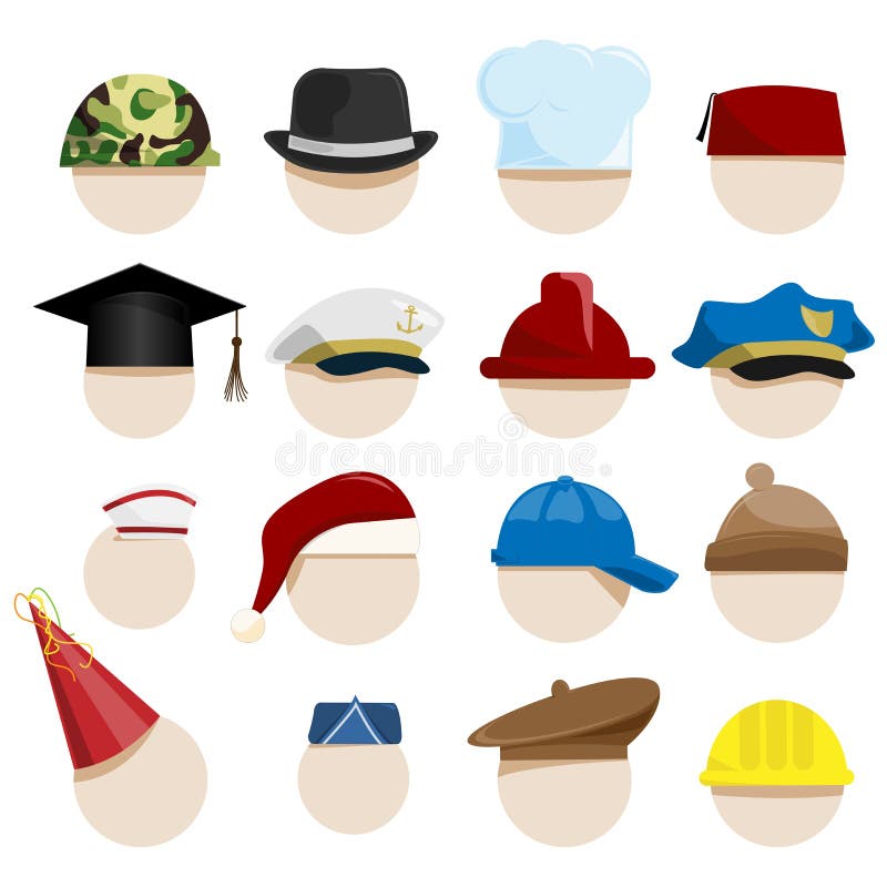 Vector Collection of Hats or Photo Props Stock Vector - Illustration of ...