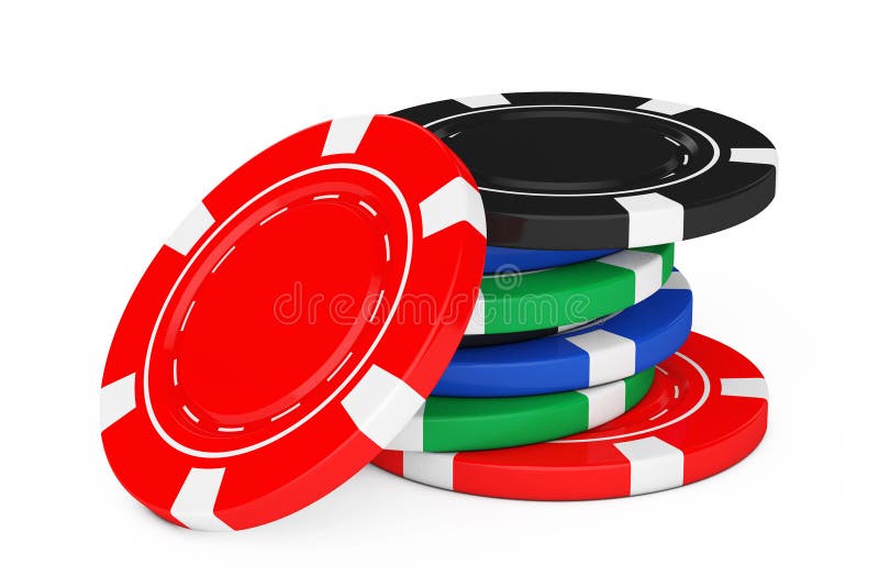 Haufen von bunten Poker-Kasino-Chips Wiedergabe 3d