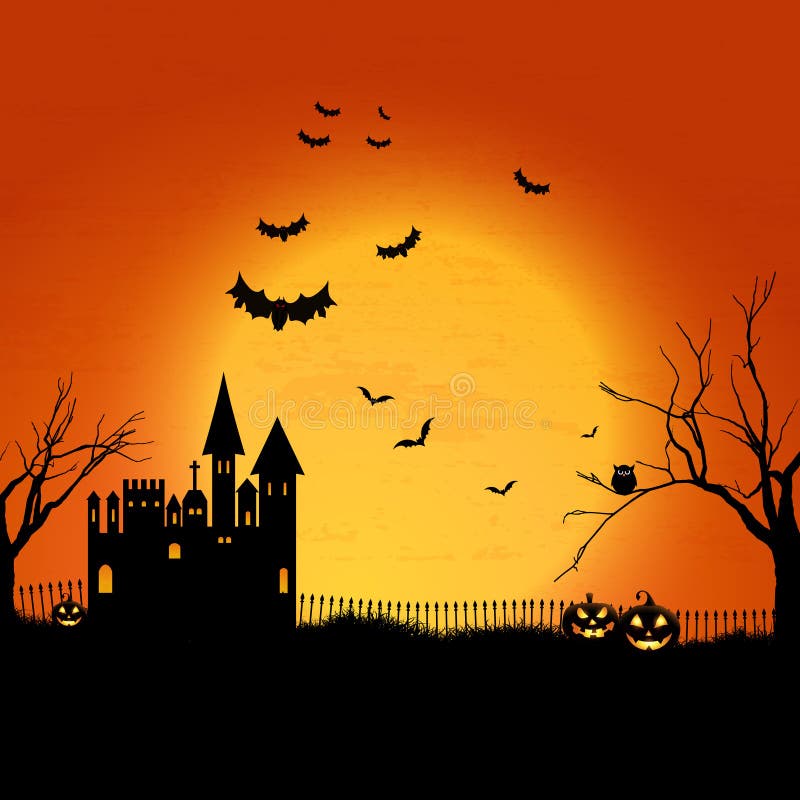 Haunted house on a hill stock vector. Illustration of halloween - 10460346