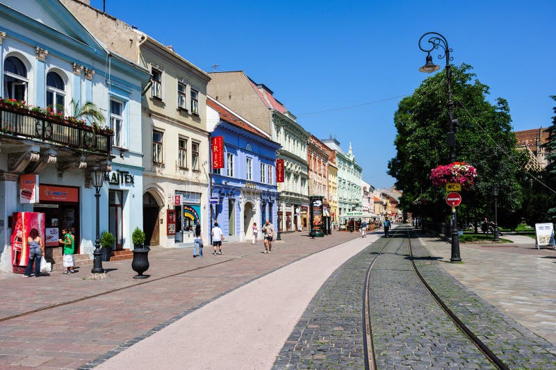 Hauptstraße in Košice stockfotografie