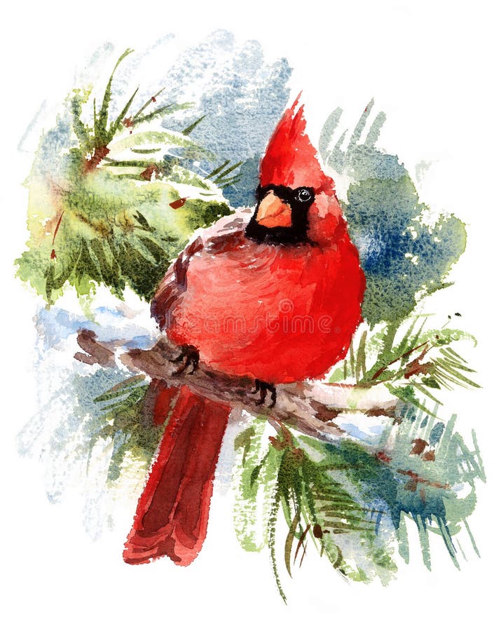 Hauptsächliche Bird Watercolor Winter-Illustrations-Hand gezeichnet stock abbildung Hauptsächliche Bird Watercolor Winter-Illustrations-Hand gezeichnet stock abbildung