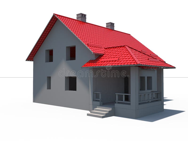 Haus 3d Auf Weiss Mit Rotem Dach Stock Abbildung Illustration Von Land Organisation 15505615