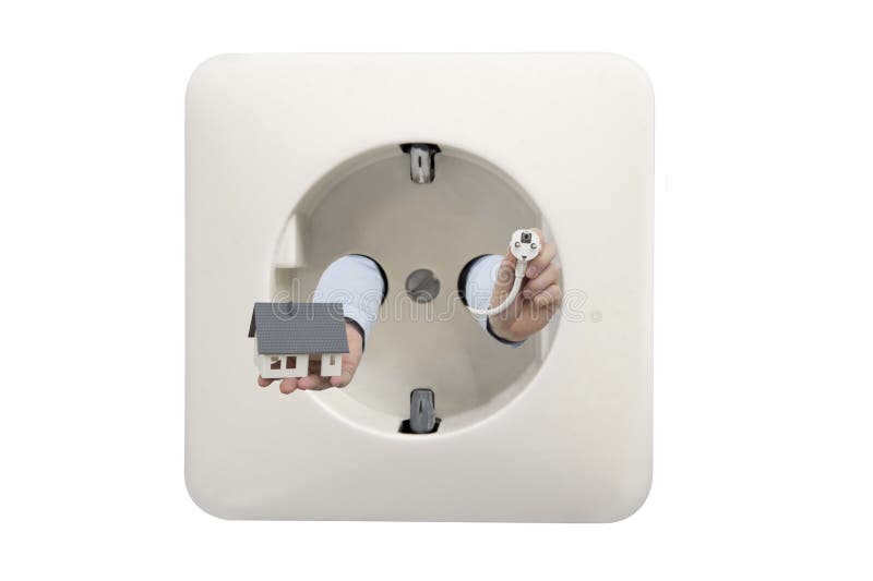 Haus angeschlossen an Energieversorgung lizenzfreie stockbilder Haus angeschlossen an Energieversorgung lizenzfreie stockbilder