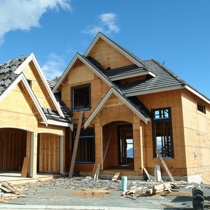 Exterior view of a new under house construction. Exterior view of a new under house construction.