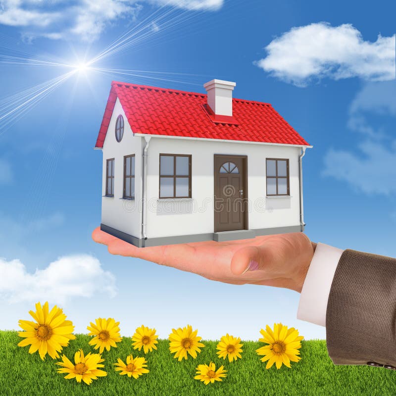 Haus bemannt herein Hand lizenzfreie abbildung Haus bemannt herein Hand lizenzfreie abbildung