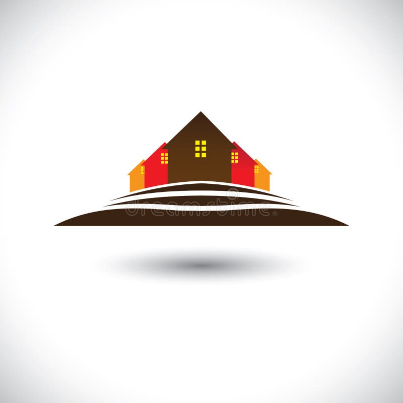 Haus (Haupt) u. Wohnsitze auf Hügelikone für Immobilienmarkt stock abbildung Haus (Haupt) u. Wohnsitze auf Hügelikone für Immobilienmarkt stock abbildung