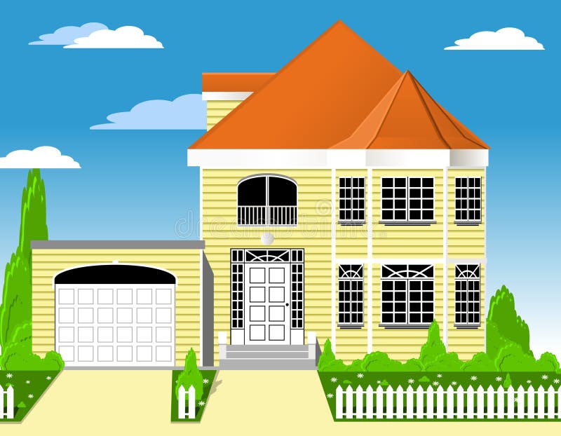 Haus mit Garage vektor abbildung Haus mit Garage vektor abbildung