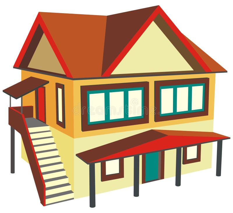 Haus Mit Zwei Geschossen Mit Externem Treppenhaus Vektor