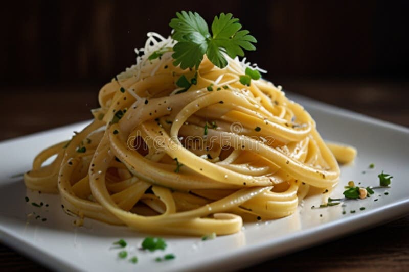 Hausgemachte Nudelgerichte : Spaghetti carbonara oder fettuccine alfredo mit Parmesan und Petersilie vektor abbildung
