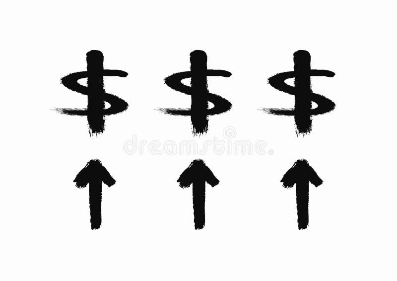 Hausse de dollar Icône grunge dessinée à la main avec la brosse rugueuse Croquis, graffiti, aquarelle, peinture illustration stock Hausse de dollar Icône grunge dessinée à la main avec la brosse rugueuse Croquis, graffiti, aquarelle, peinture illustration stock