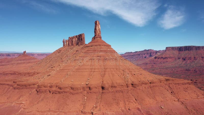 Haut Rocher De La Butte Rouge Dans Monuments Valley Canyon Colorado River Vue Aérienne