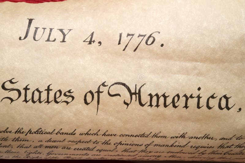 Haut étroit de déclaration d'indépendance le 4 juillet 1776 photos libres de droits Haut étroit de déclaration d'indépendance le 4 juillet 1776 photos libres de droits