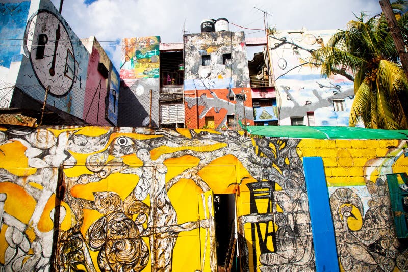 HAVANA, CUBA - 30 DEC: graffiti op Callejon DE Hamel steeg op DE