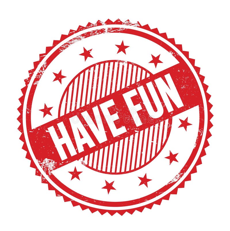HAVE FUN Text Written on Red Grungy Round Stamp Stock Illustration