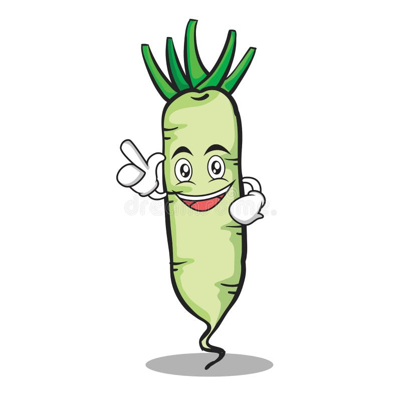 Have an Idea White Radish Cartoon Character Stock Vector - Illustration