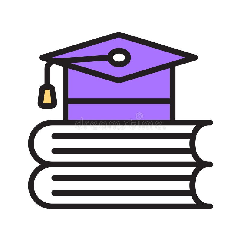 Have a look at this latest line icon graduation books with mortarboard royalty free illustration