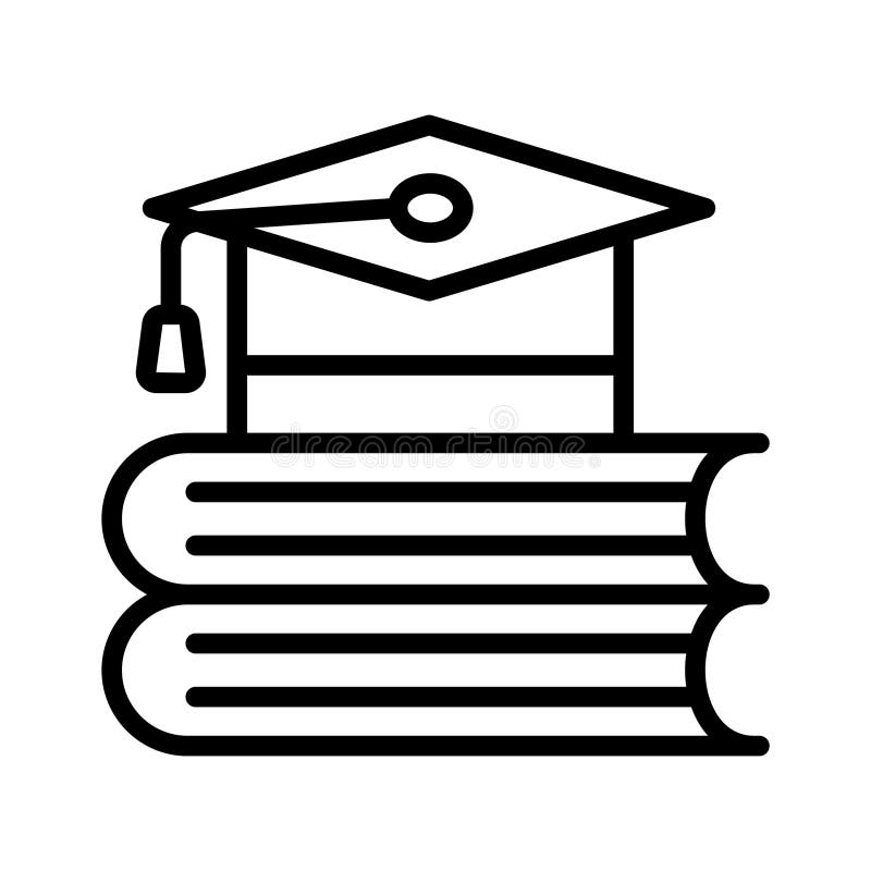 Have a look at this latest line icon graduation books with mortarboard royalty free illustration