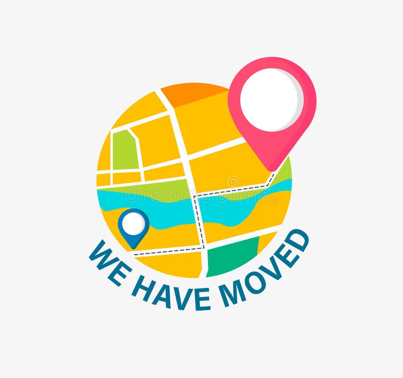 We have moved, concept of relocation office. royalty free illustration