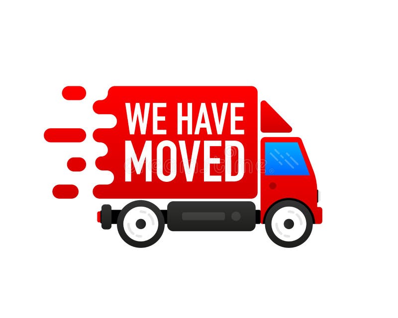 We Have Moved from one address to another address. New company office or shop location address. Template banner concept stock illustration