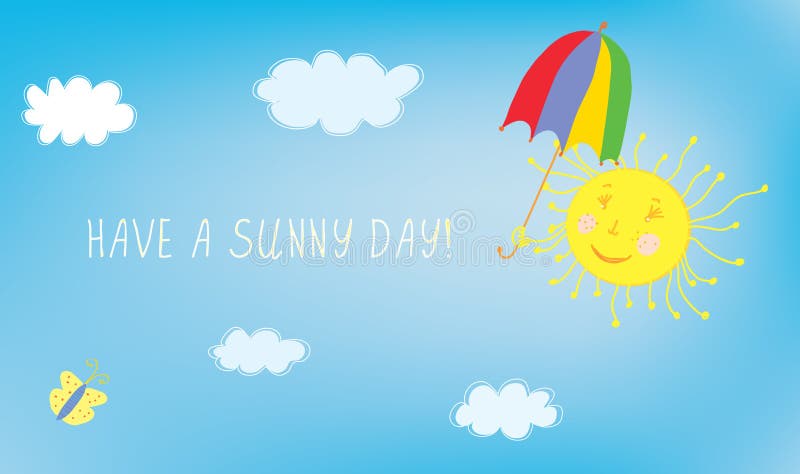 Have sunny day greeting card with sky