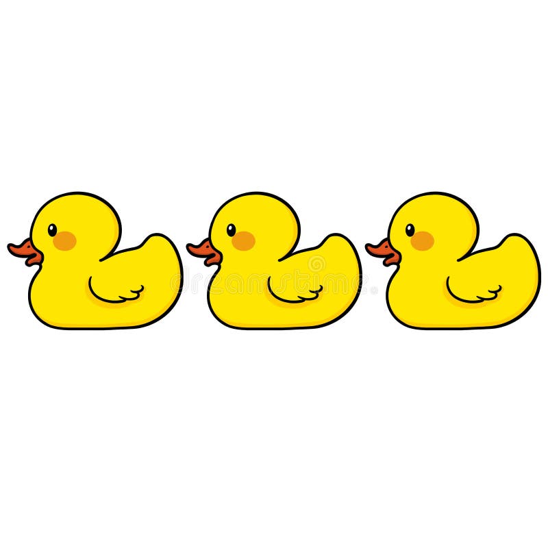 Isolated yellow rubber ducks illustration