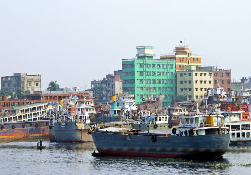 Haven van Dhaka, Buriganga-Rivier, Dhaka, Bangladesh stock foto's Haven van Dhaka, Buriganga-Rivier, Dhaka, Bangladesh stock foto's