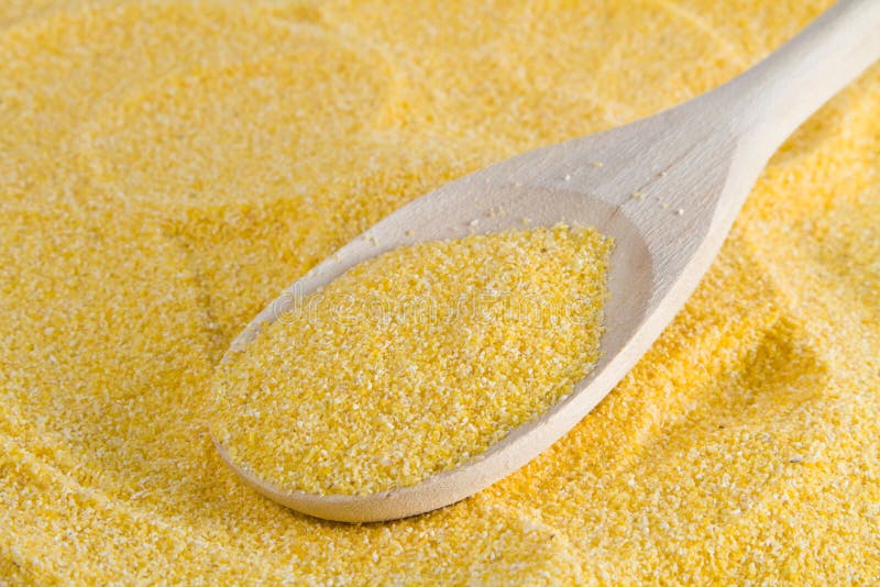 A closeup view of cornmeal flour. A closeup view of cornmeal flour