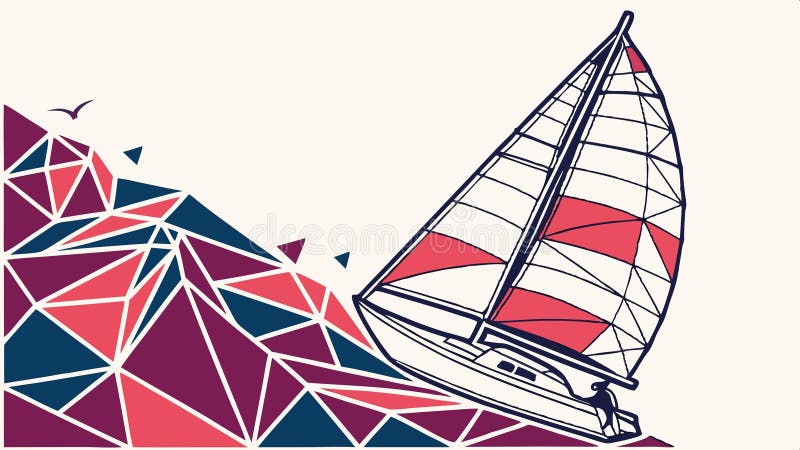 Havets konst i segelbåt : nautiskt tema och havsävententur segelbatart-vektor för havsävententur Generativ AI-design royaltyfri illustrationer