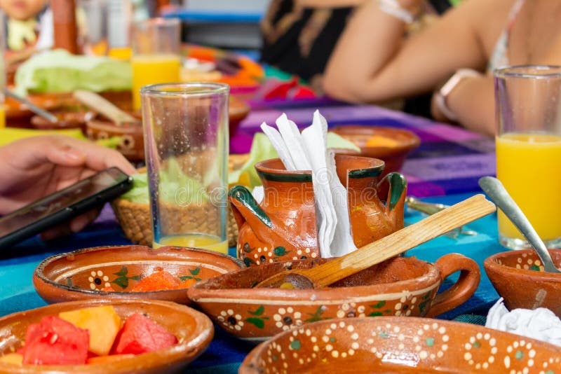 Having Breakfast In A Mexican Restaurant Stock Image - Image of dishes