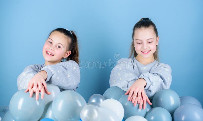Having Fun Concept Balloon Theme Party Girls Friends Near Air Balloons Start Party Birthday
