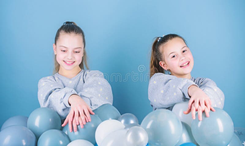 Having Fun Concept Balloon Theme Party Girls Friends Near Air Balloons Start Party Birthday