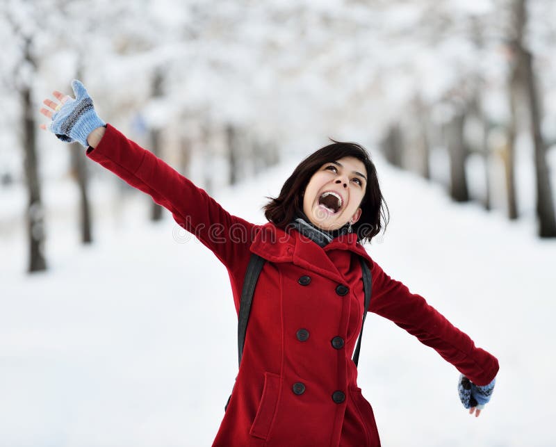 Having fun in winter scene royalty free stock image Having fun in winter scene royalty free stock image