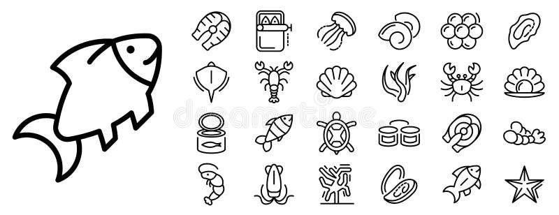 Havs- symbolsuppsättning, översiktsstil