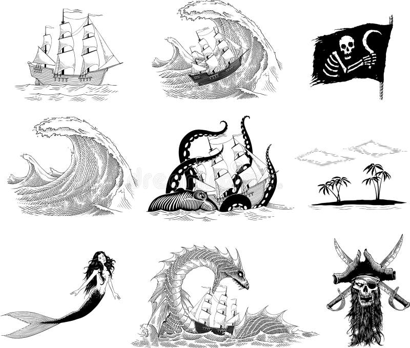 Havsberättelser royaltyfri illustrationer Havsberättelser royaltyfri illustrationer