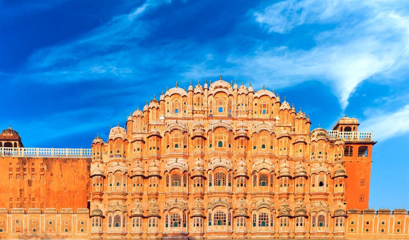 Hawa Mahal Palace i Indien, Rajasthan, Jaipur. Slott av vindar arkivfoto Hawa Mahal Palace i Indien, Rajasthan, Jaipur. Slott av vindar arkivfoto