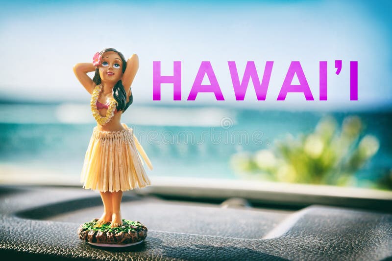 Hawaii Hula Tänzerin Mädchen Puppe Auf Dem Armaturenbrett Der