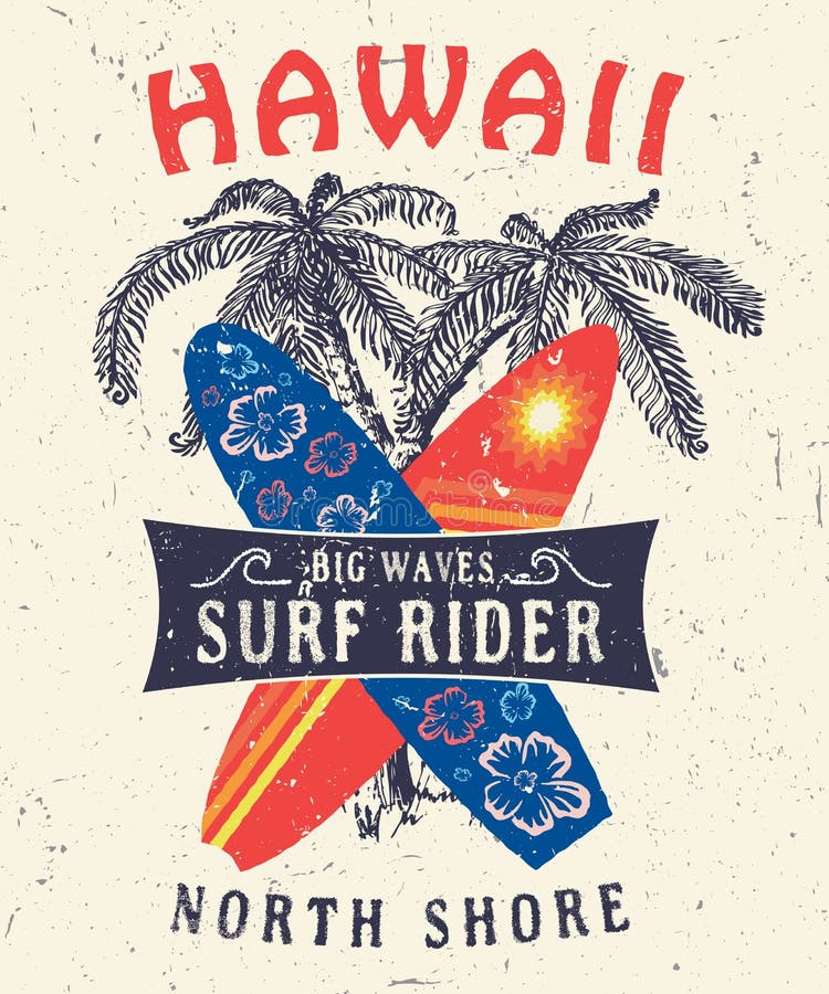 North Shore Surf Themed Vintage Design Stock Vector - Illustration of ...