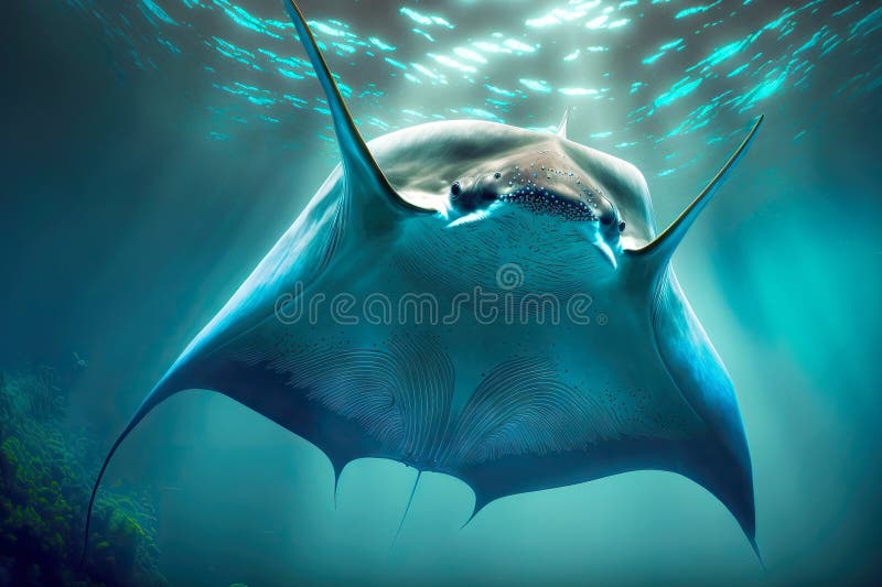 Hawaiian Islands Floating in Water Manta Ray Stock Image - Image of