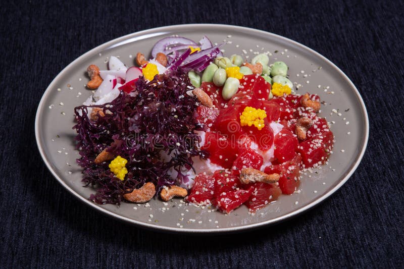 Hawaiian poke salmon royalty free stock image