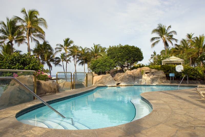 Tropical Resort Swimming Pool next to Ocean Beach. Tropical Resort Swimming Pool next to Ocean Beach