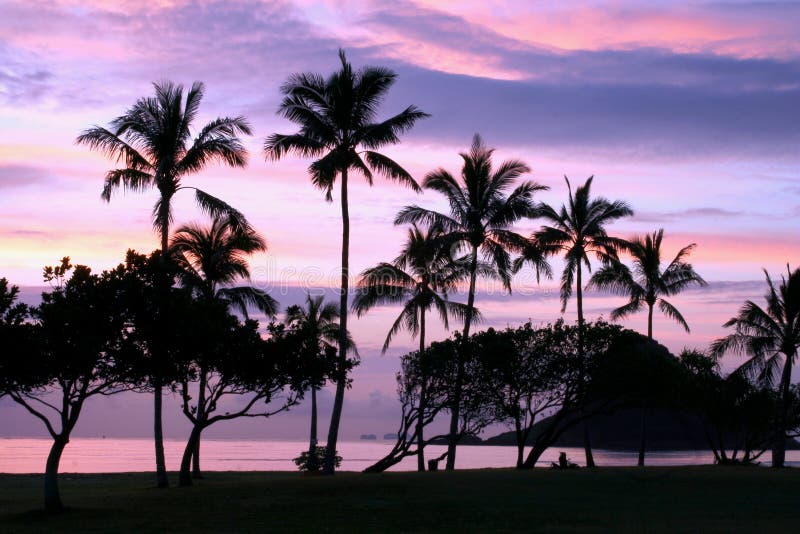 Sunset over Hawaii beach stock image. Image of colors 7637555