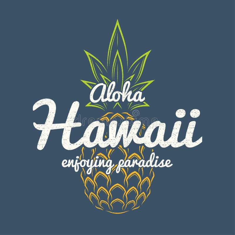 Hawaï appréciant la copie de pièce en t de paradis avec l'ananas illustration libre de droits Hawaï appréciant la copie de pièce en t de paradis avec l'ananas illustration libre de droits
