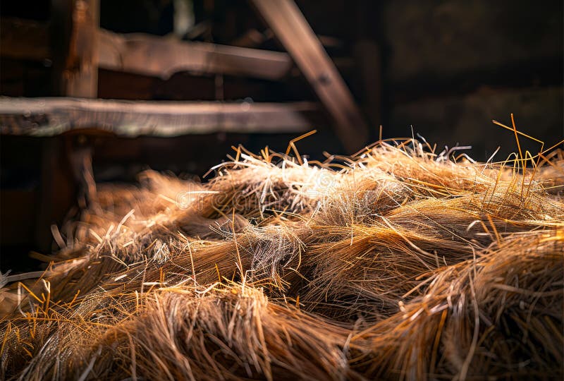 Hay is Dried in the Barn a Pile of Hay in the Barn Stock Photo Image