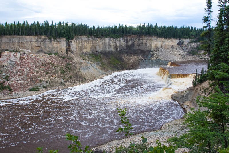 Hay River Louise Falls in the Twin Falls Gorge Territorial Park, Northwest Territories , NWT, Canada. Hay River Louise Falls in the Twin Falls Gorge Territorial Park, Northwest Territories , NWT, Canada